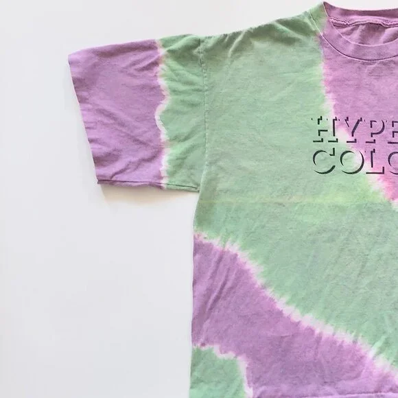 HYPERCOLOR Generra T Shirt L XL Purple Green Tie Dye Vintage 90s Single Stitch - Picture 2 of 4